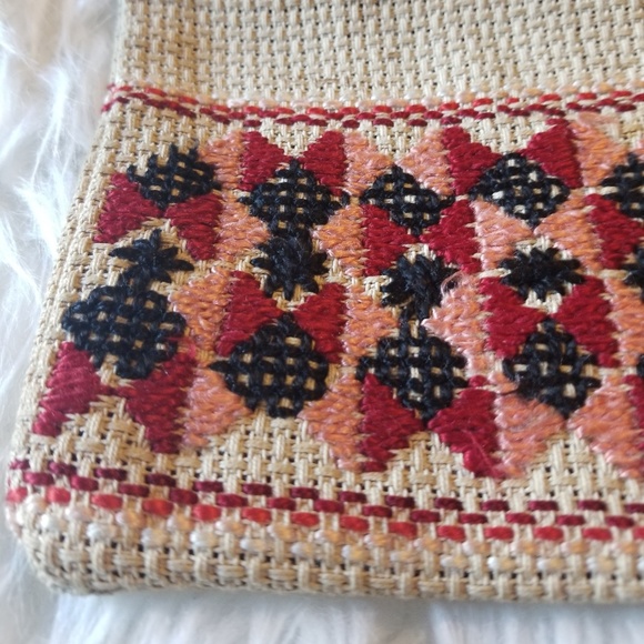 Antique Drawstring Bag Embroidered Woven - Picture 2 of 6